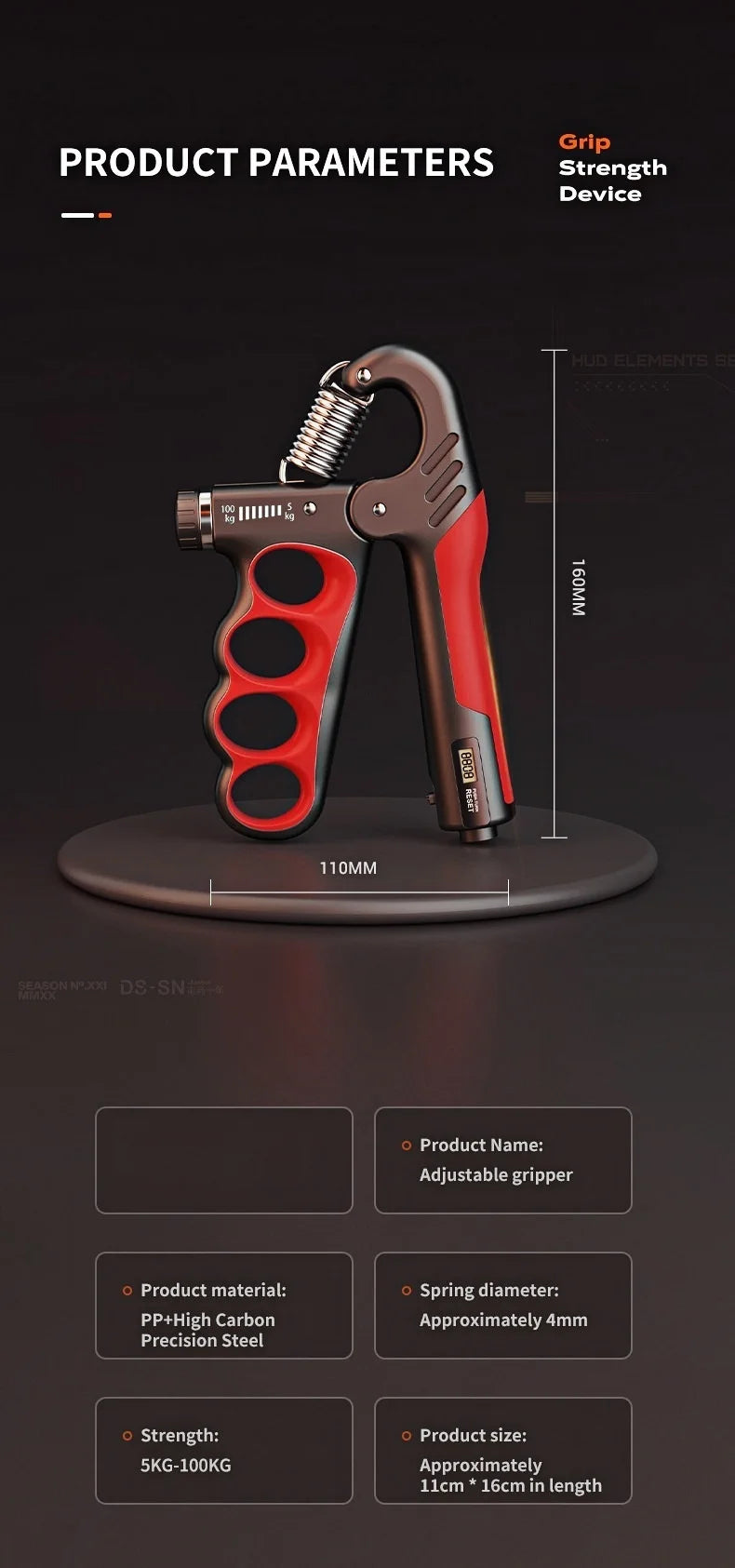 Titangrip Pro hand exerciser by Vitaery adjustable grip strength device with red and black handle