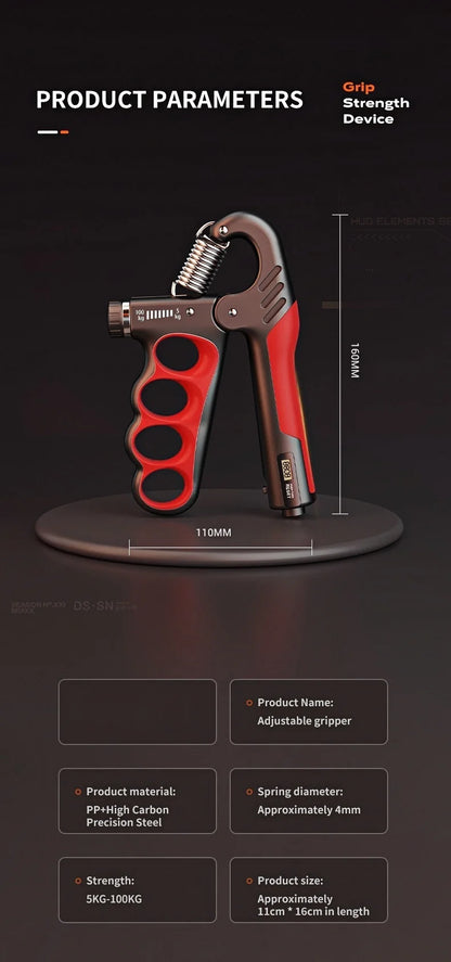 Titangrip Pro hand exerciser by Vitaery adjustable grip strength device with red and black handle