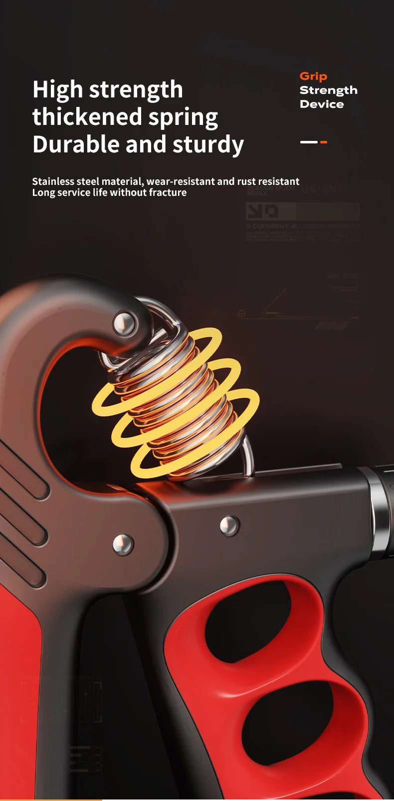 Titangrip Pro hand exerciser with high strength thickened spring and durable stainless steel material
